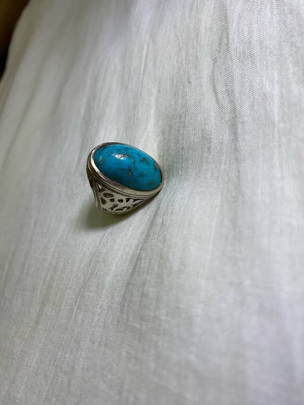 100% Original Irani Feroza(Turquoise) in Silver Ring 2