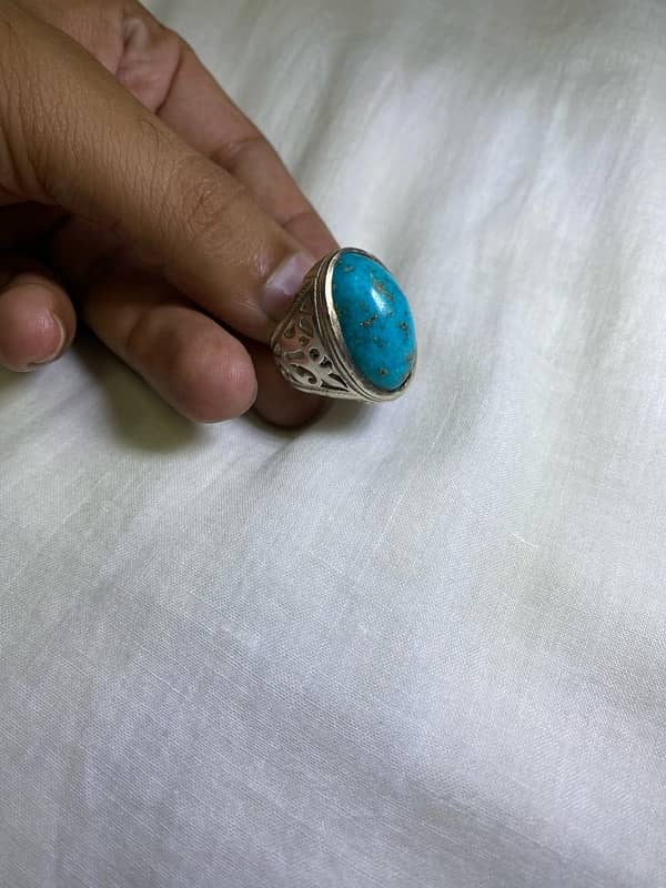 100% Original Irani Feroza(Turquoise) in Silver Ring 3