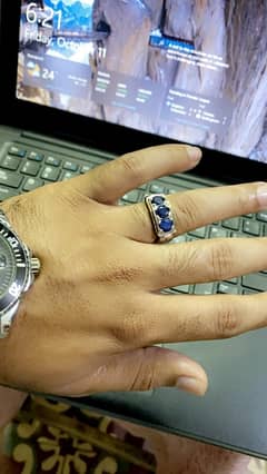 Beautiful Blue Sapphire(Neelam) Silver(Chandi) Ring. 0