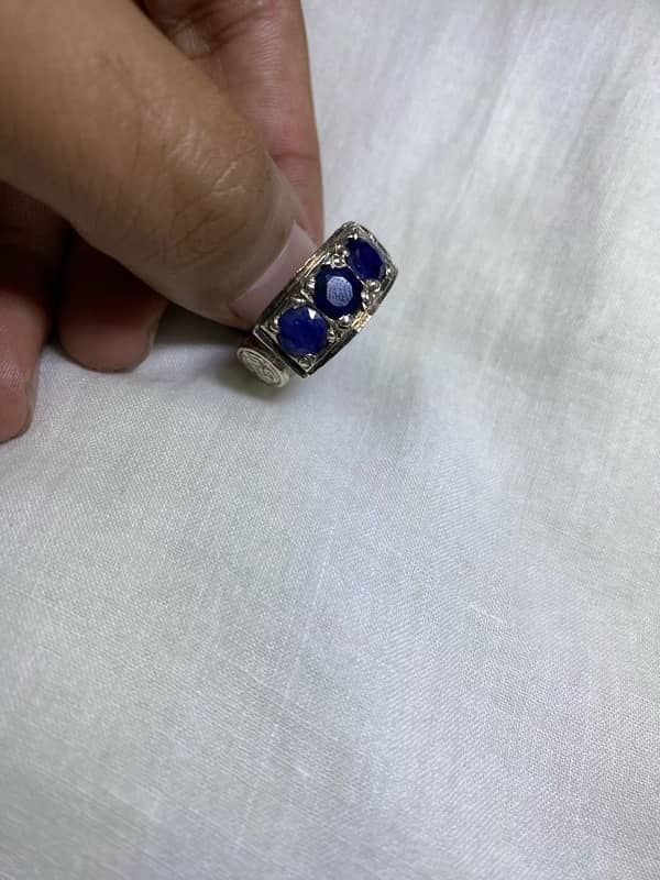 Beautiful Blue Sapphire(Neelam) Silver(Chandi) Ring. 1