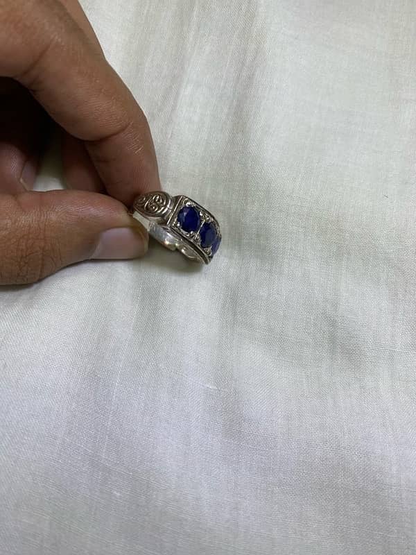 Beautiful Blue Sapphire(Neelam) Silver(Chandi) Ring. 2