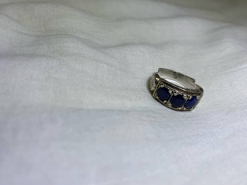 Beautiful Blue Sapphire(Neelam) Silver(Chandi) Ring. 3