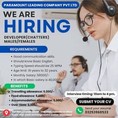 We are hiring Developers/Chatters 0