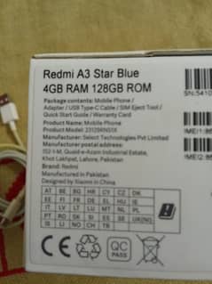 Redmi A3 4GB ram 128 GB storage