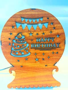 happy birthday light-up wooden box. 0