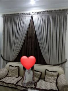 5 seater sofa + window curtains+ divider curtain