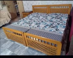 2 single deyar wood beds with mattress