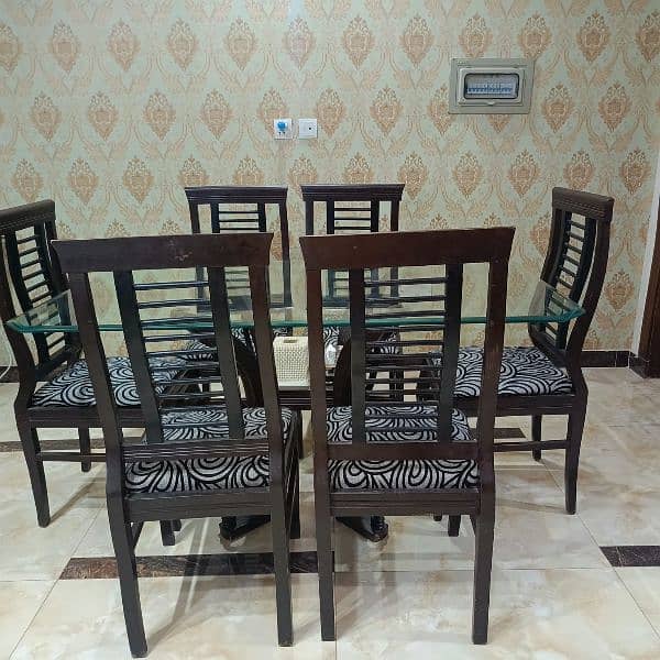 Dining Table I 6 chair l Wooden l Glass Top l Furniture 0