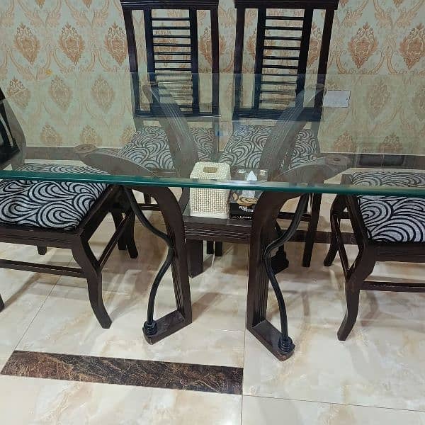 Dining Table I 6 chair l Wooden l Glass Top l Furniture 1