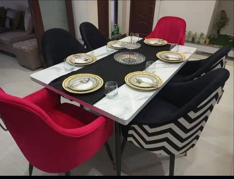 dining table / 6 seater dining table / dining table with dining chairs 0