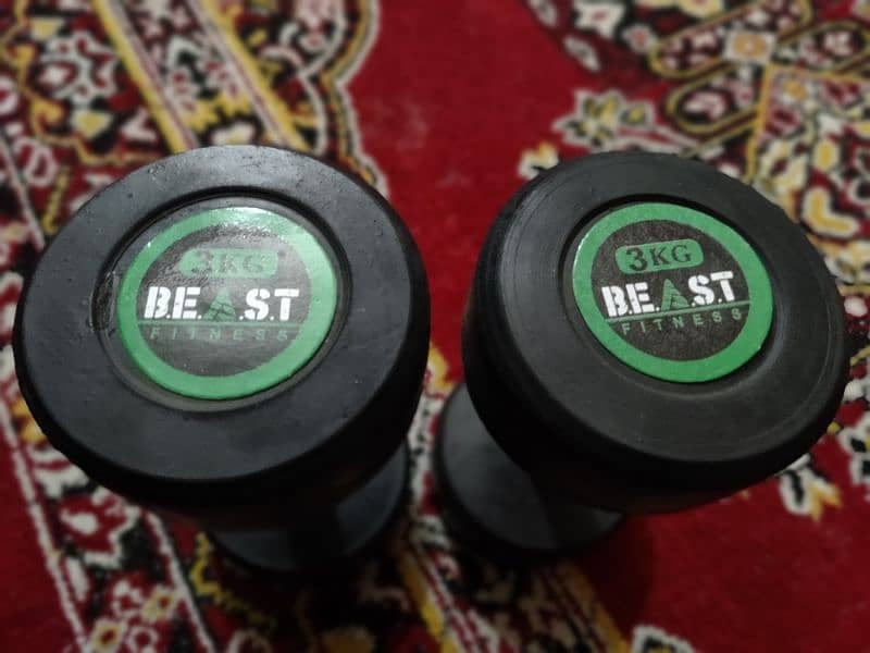 3+3 KG rubber coated dumbbells 1