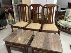 Wooden Dinning Chairs and Side Tables