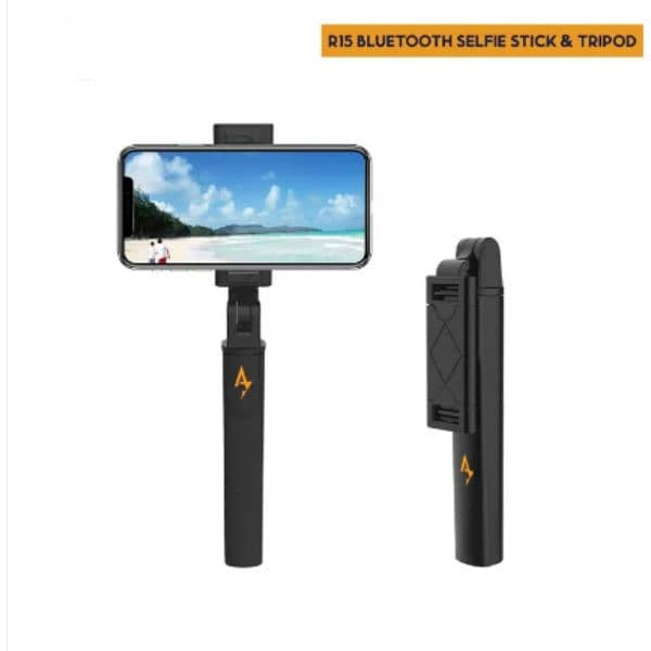 2 in 1 extendable selfie stick R15, with mobile tripod 2