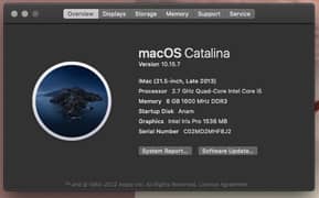 IMac 21.5” - 2013 - OS CATALINA