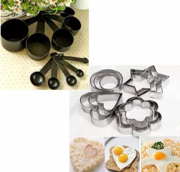 10 pcs Measuring spoon Combo pack 12 x Stainless Steel Cookie Cutters 0