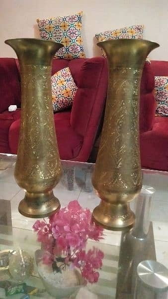 old antique indian handmade flower vase brass made 0