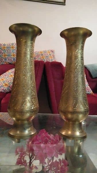 old antique indian handmade flower vase brass made 1