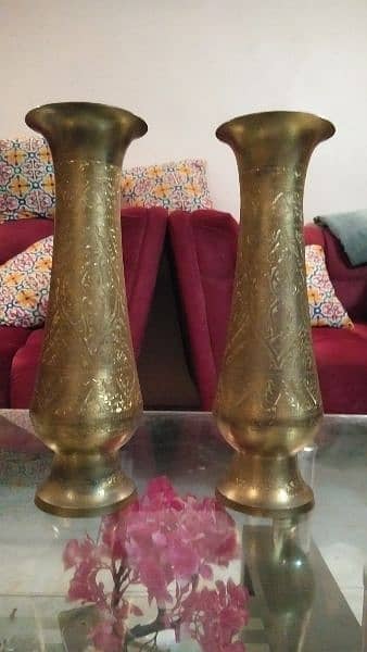 old antique indian handmade flower vase brass made 2