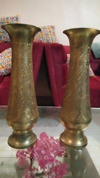 old antique indian handmade flower vase brass made 4