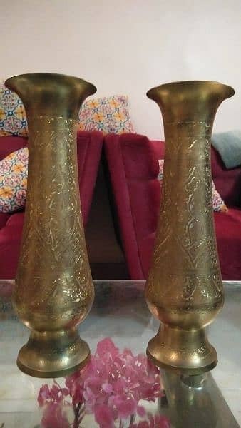 old antique indian handmade flower vase brass made 5