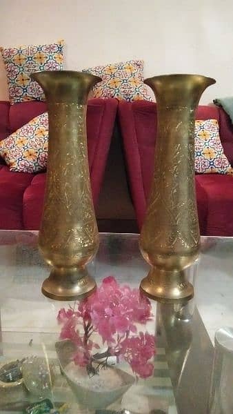 old antique indian handmade flower vase brass made 6