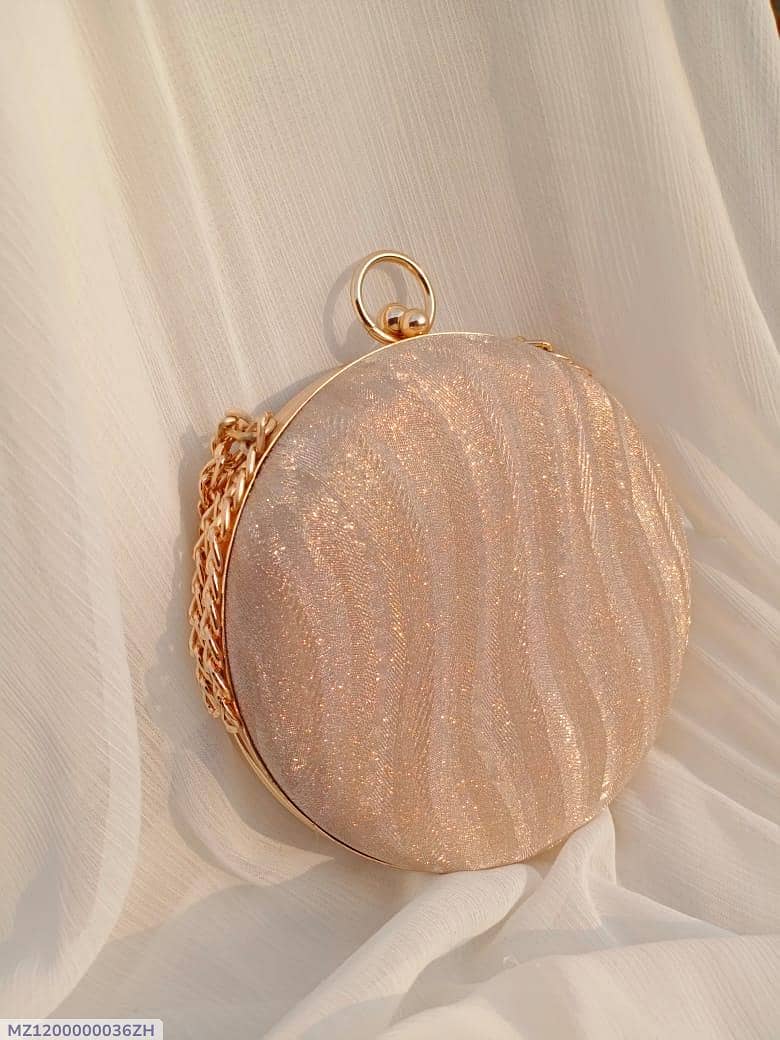 women's round shimmery clutch 6