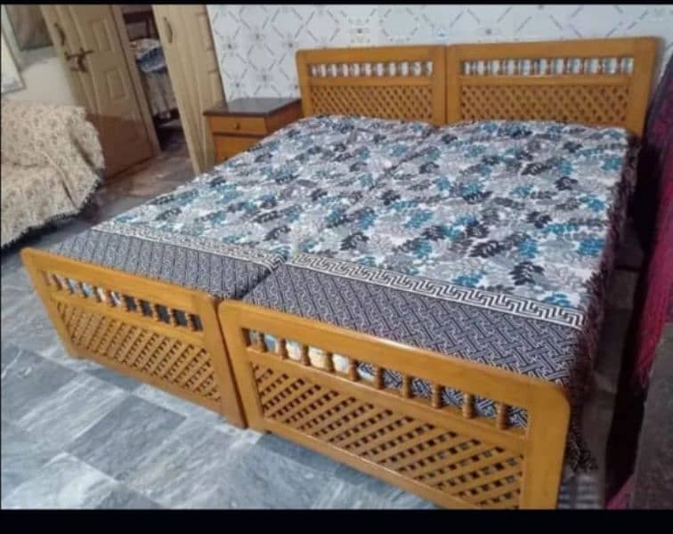 2 single deyar wood bed with mattress 7