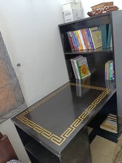 study table with a book rack