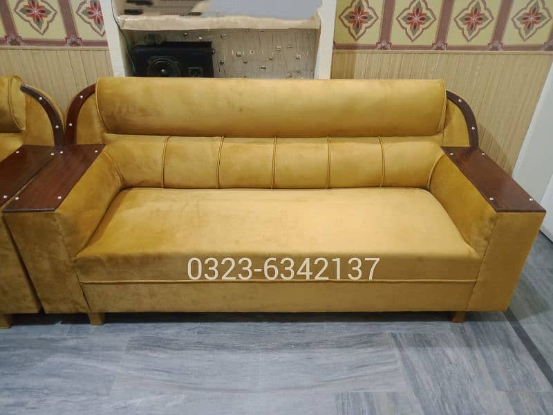 Sofa Set 6 Seater Brand New Golden Velvet King Size 1