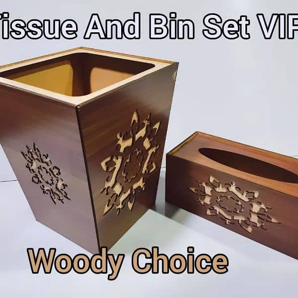 WOODEN BASKET WITH TISSUE BOX 0