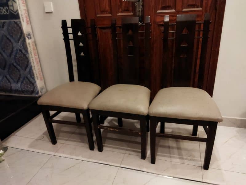 Wooden Dining Table - Glass top & 6 Chairs 2