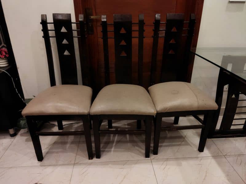 Wooden Dining Table - Glass top & 6 Chairs 3