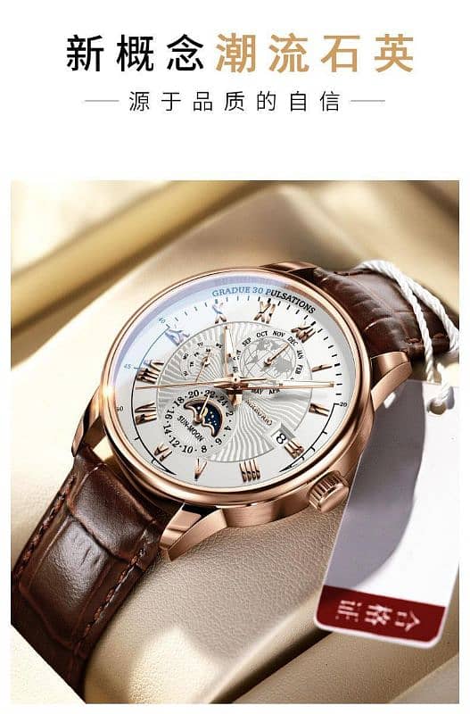 Three eye . Calender . Sun . Moon. Mens watch 16