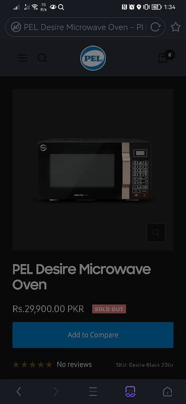 Pel microwave 1000w(grill) 1400w (micro) 0