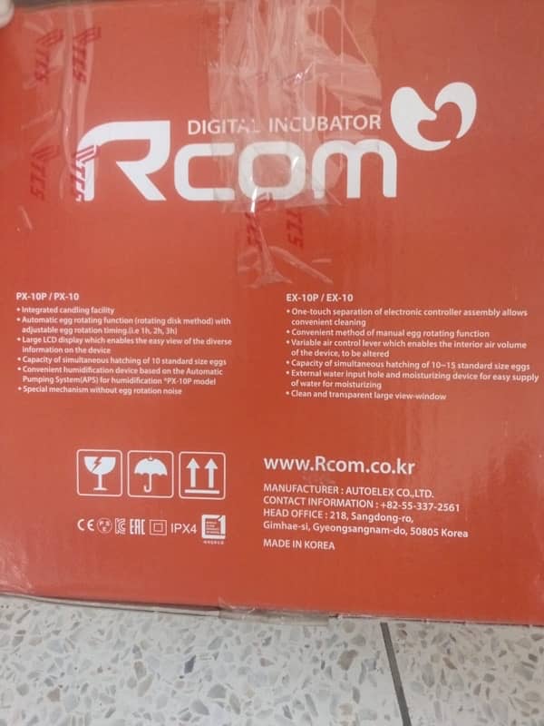 RCOM 10 Incubator for sale 2