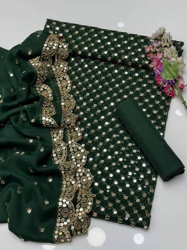 *Beautiful Resham Embroidery 9mm mirror work Suits* 4