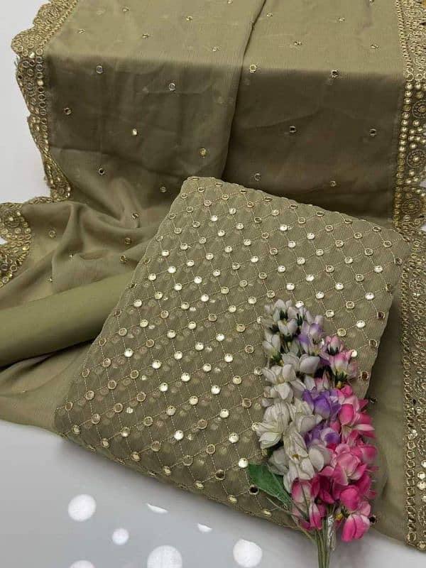 *Beautiful Resham Embroidery 9mm mirror work Suits* 8