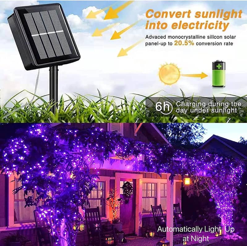 Purple,Blue Multi Color) Solar String Light Outdoor Waterproof 8 Mode 10