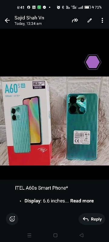 ITEL A60S 8GB RAM 128GB MEMORY COMPLETE BOX GREAT BATTERY GREAT LOOK 2