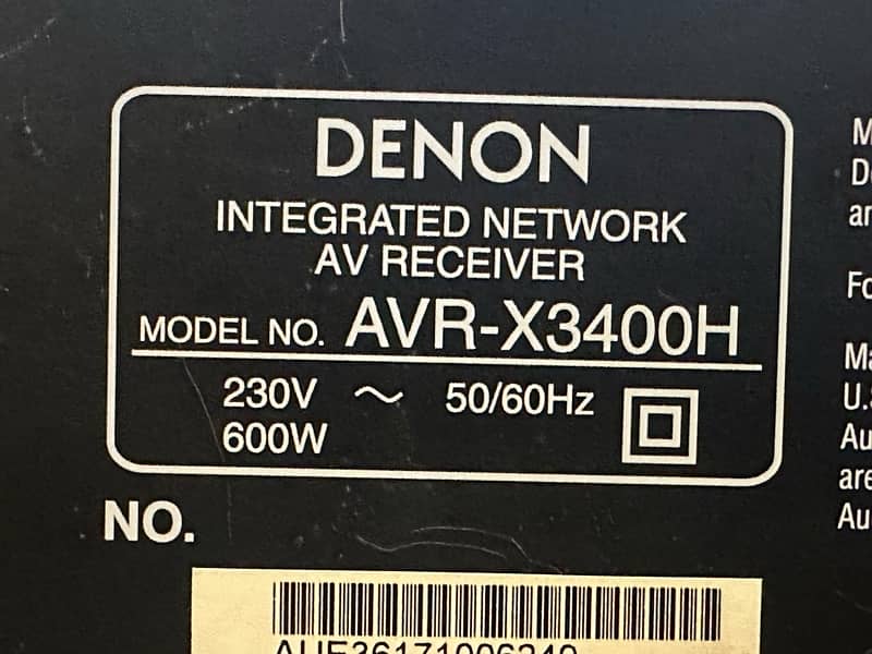 Denon x3400h Dolby Atmos Receiver  ( 230 volts ) ( marantz kef focal ) 2