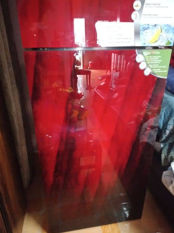 Gree glass door Refrigerator in Red colour 10