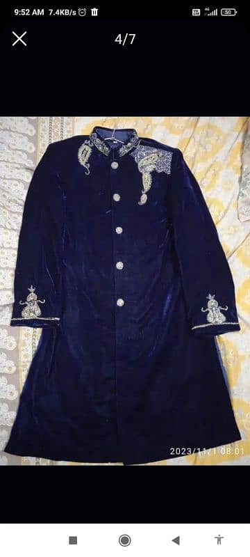 Velvet Sherwani Blue 3