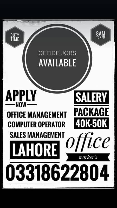 Need Staff for office base work 0