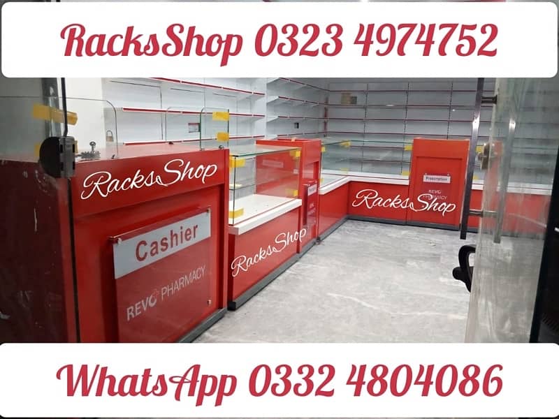 Pharmacy wall Rack/ pharmacy counters/ Store Rack/ POS/ cash counter 14