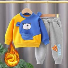 2 Pcs Boy's Cotton Jersey Printed Tracksuit 0