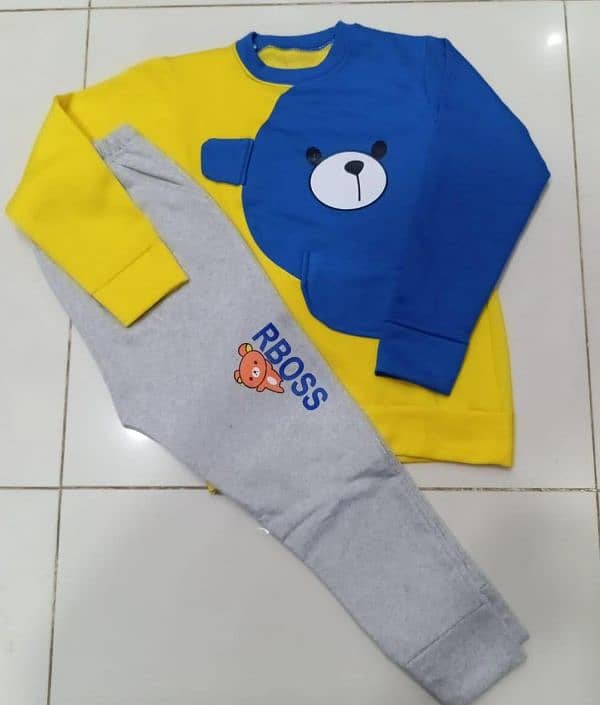 2 Pcs Boy's Cotton Jersey Printed Tracksuit 2