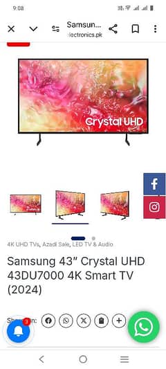 Samsung original Crystal UHD Du 7000 43"led tv. 0333-6689550 0