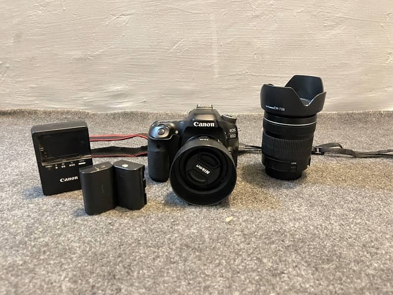 Canon 80D + 2 Lens + 2 Batteries 2