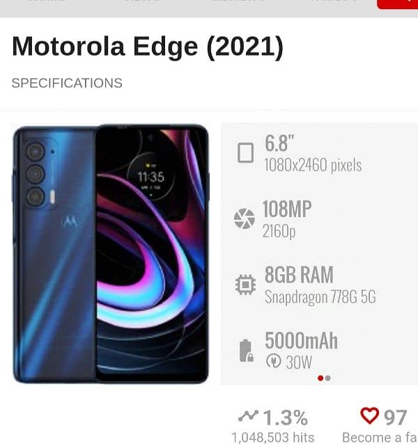 Moto ADGE 21 series 8gb 256gb 2