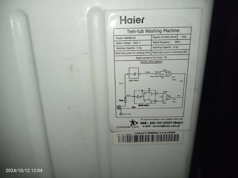 Haier Semi Automatic Washing Machine 8kg 8